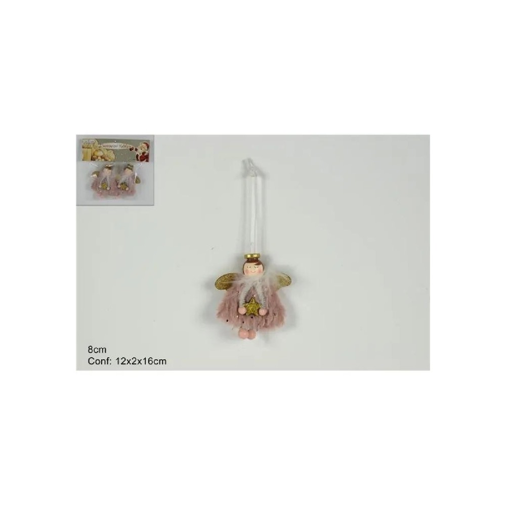 SET 2 ANGELI APPEND ROSA 8CM